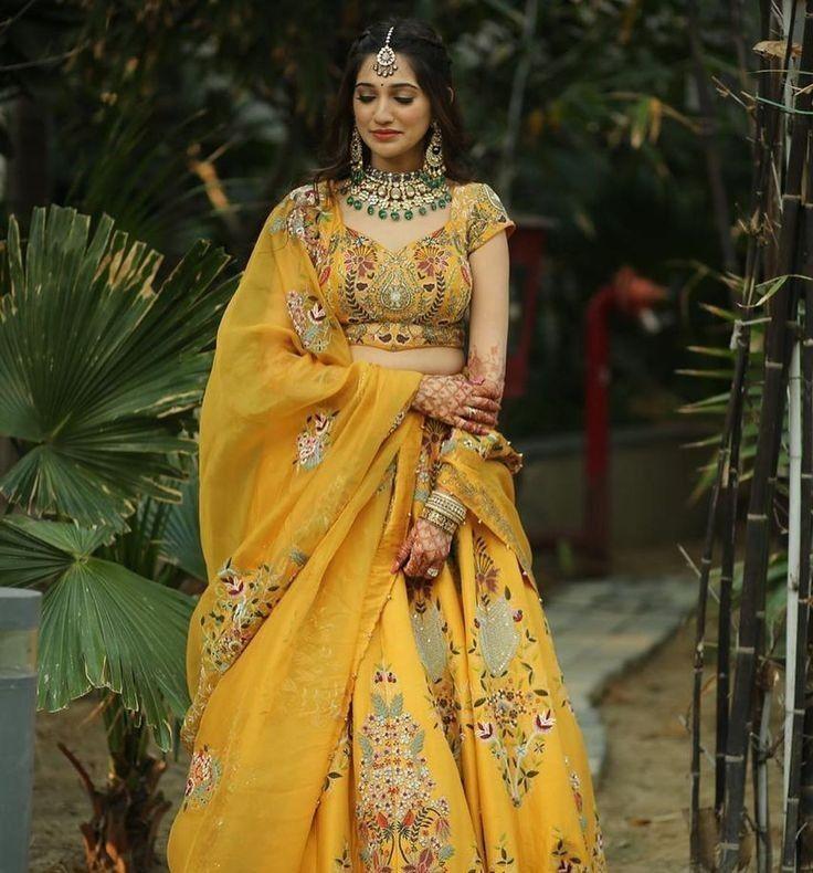 A yellow lehenga embodies the perfect blend of tradition and glamour. With  its intricate embroidery, luxurious fabrics, and voluminous… | Instagram