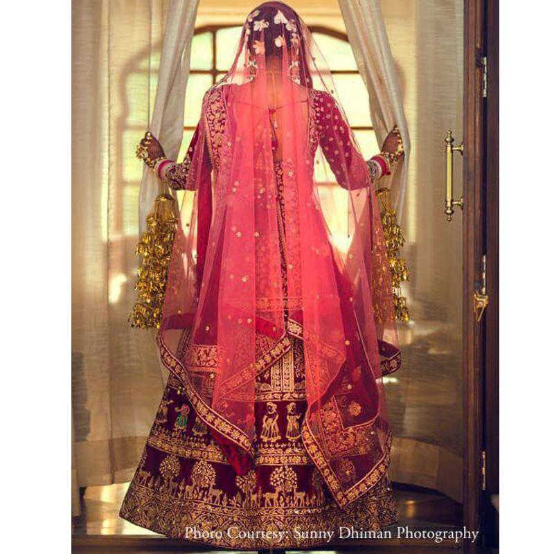 Bridal Lehenga Choli Velvet Maroon Color - KREATAGHNA COLLECTION - 3959018
