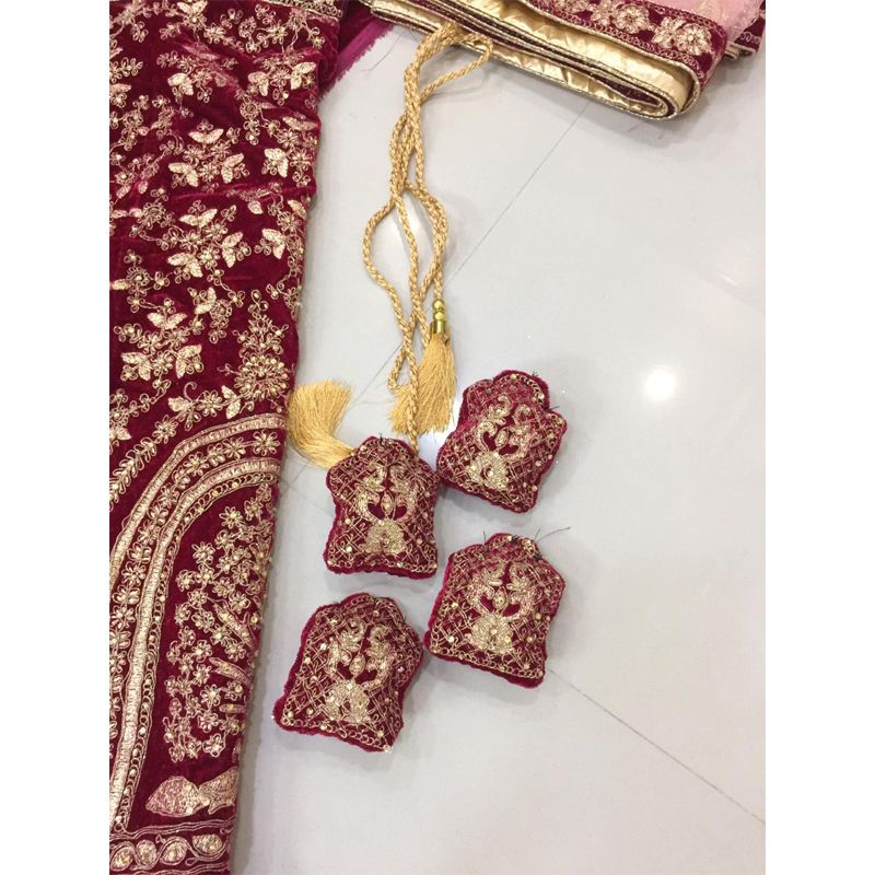 Cream maroon rich colour banarasi jacquard & premium net material intr -  New India Fashion