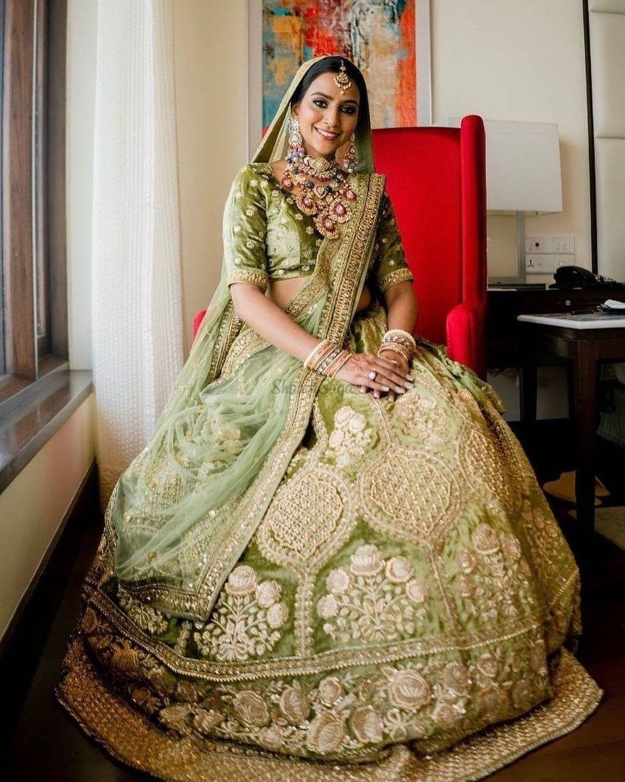 Georgette Green Color Stunning Embroidered Wedding Lehenga Choli